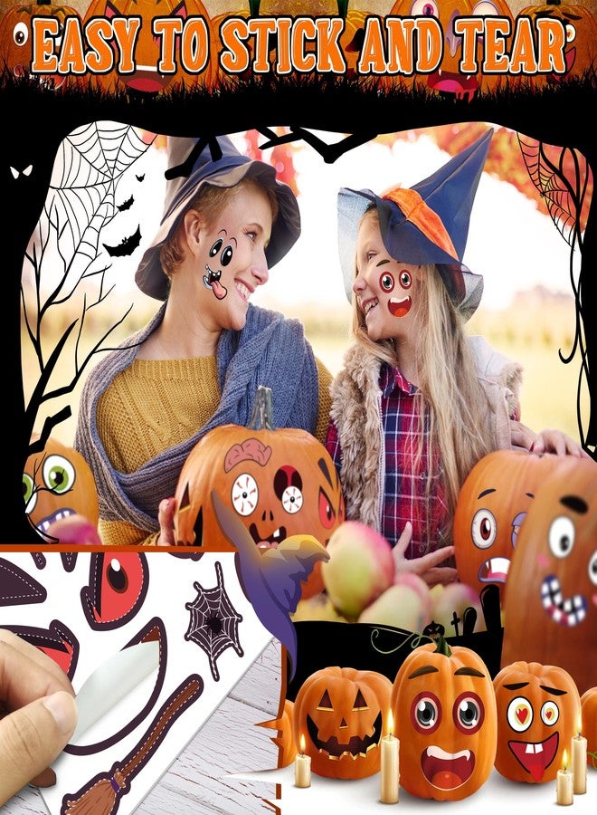LINAYE 96 PCS Pumpkin Face Stickers for Toddlers Kids, Mini Pumpkin Decorating Stickers Kit, Halloween Game Activities, Gifts & Party Favors - Image 4